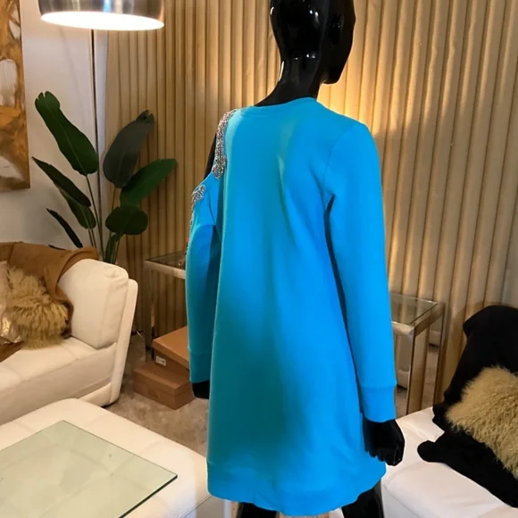 NWT BOSTON PROPER SEXY TURQUOISE EXPOSED ONE SHOULDER DRESS - Picture 10 of 12